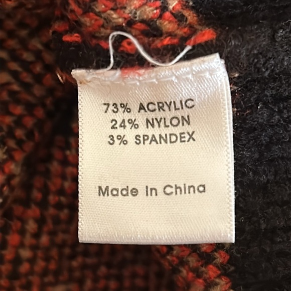 NWT Evereve Peyton Jensen Black Tan Red Chevron Leopard Print Sweater size Large - Picture 9 of 15